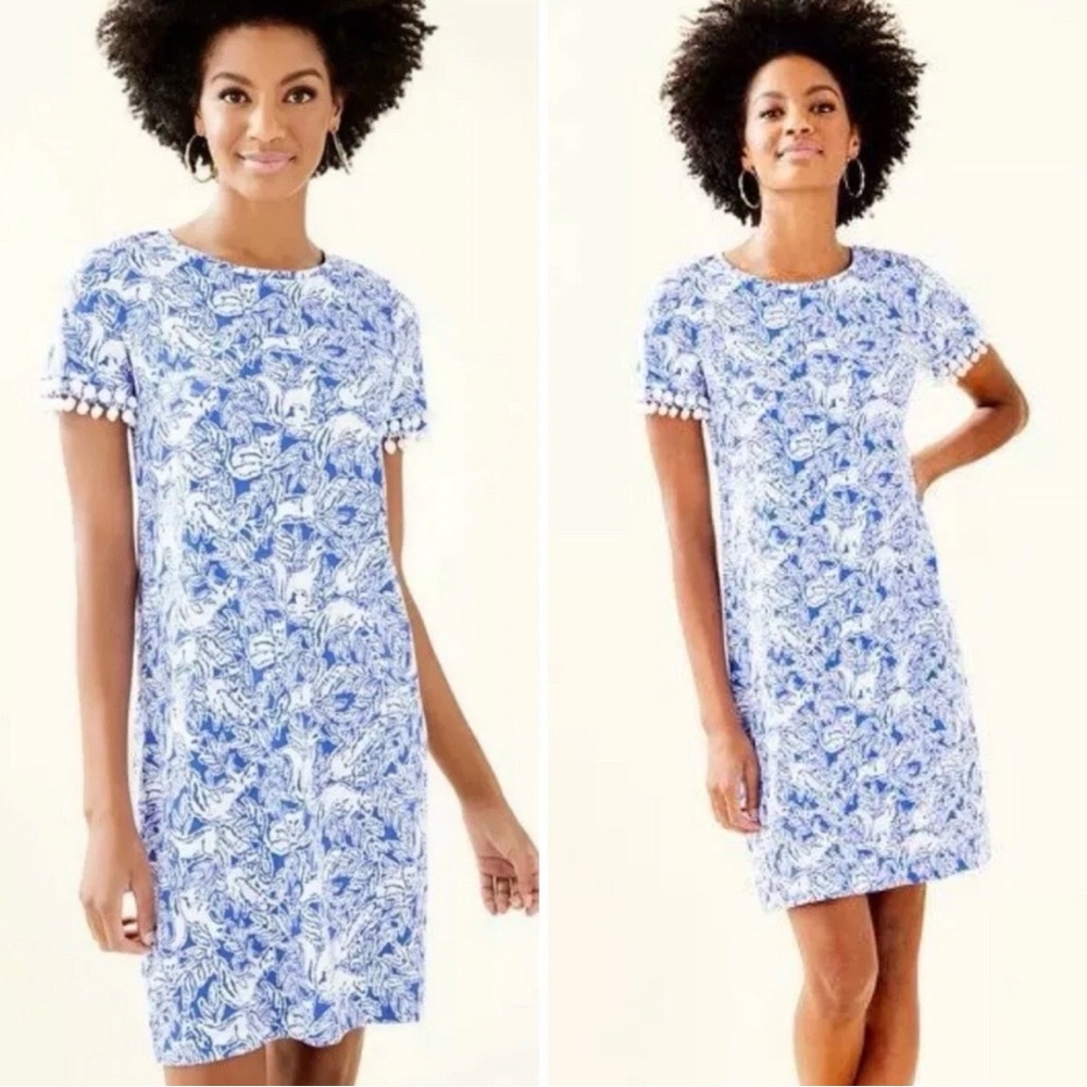 NWT Lilly Pulitzer Lissie Dress in Coastal Blue Fancy Feet, Size S